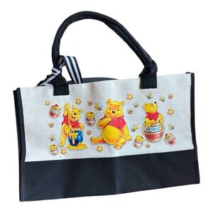 Disney Winnie the Pooh large canvas flat bottom tote bag top handle purse